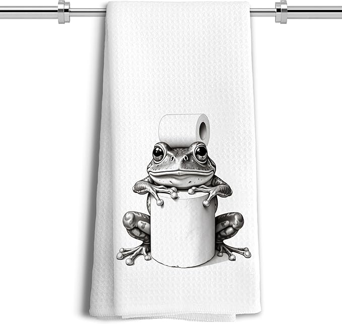 Funny Bathroom Hand Towels，Frog Gifts for Women,Frog Bathroom Decor,16x24 inch