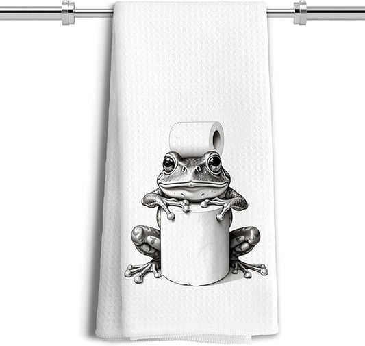 Funny Bathroom Hand Towels，Frog Gifts for Women,Frog Bathroom Decor,16x24 inch