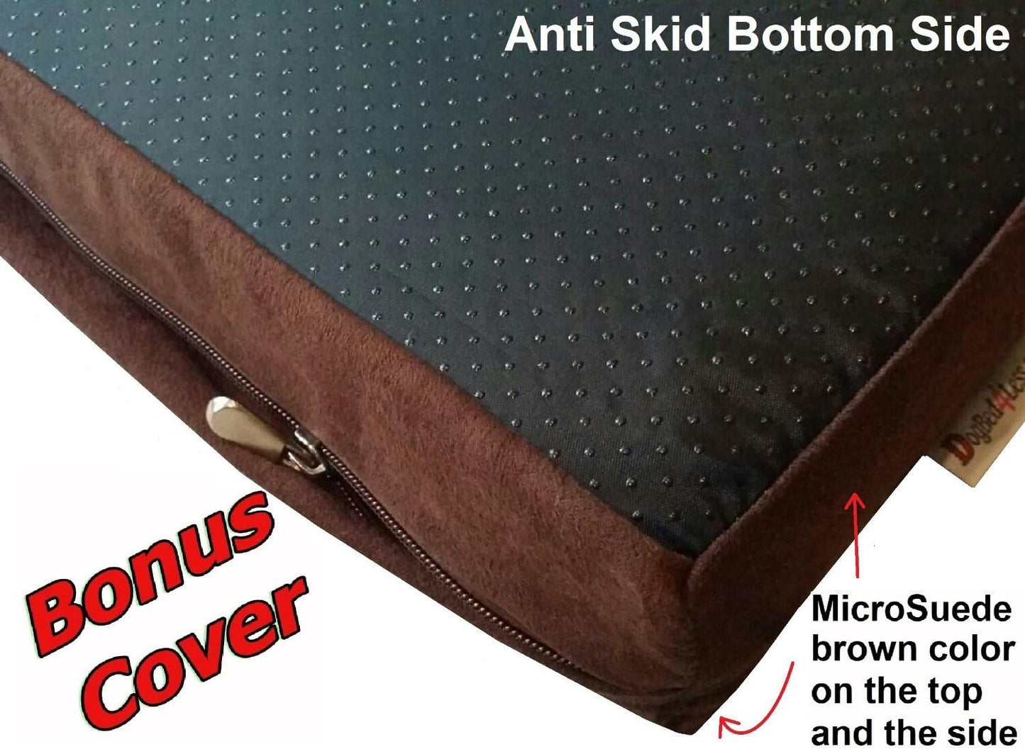 Dogbed4less Large Orthopedic Memory Foam Dog Bed for Medium to Large Dogs with Durable Waterproof Internal Case, Removable Washable Denim Cover + Bonus Pet Bed Case, 41X27X4 Fit 42X28 Dog Crate, Brown