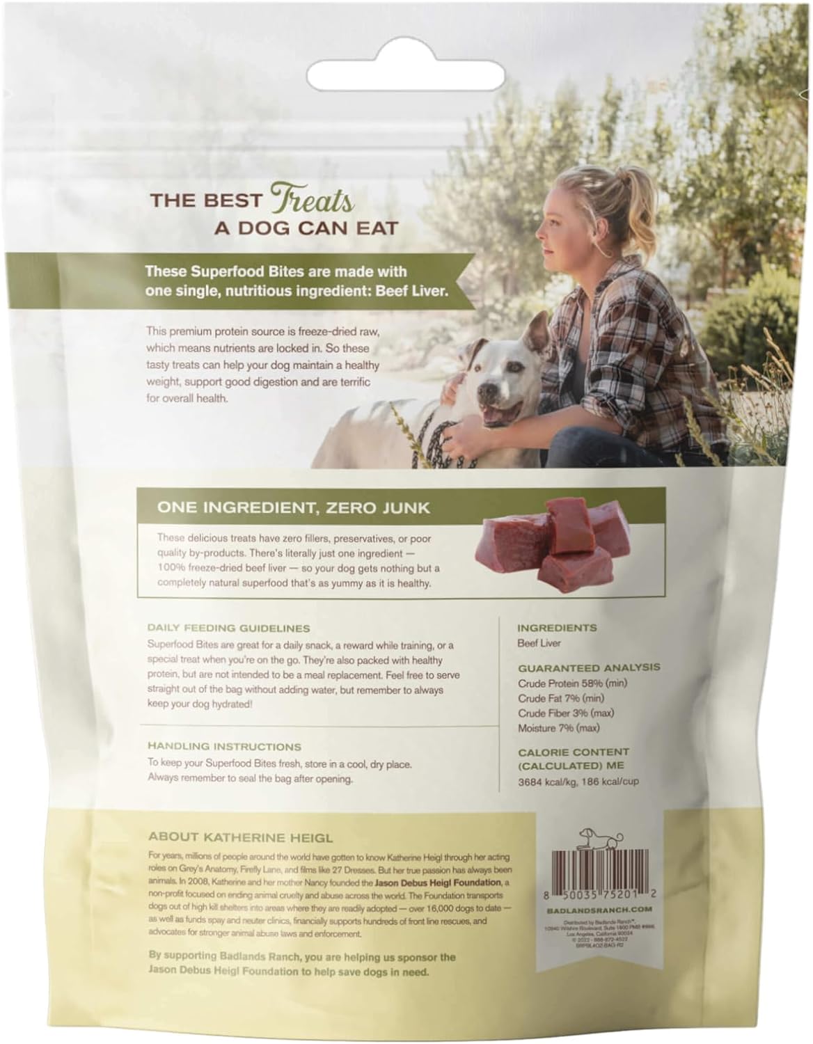 BADLANDS RANCH - Superfood Bite, Freeze-Dried Raw Dog Treats - Protein Rich, Train & Reward, Traceable Single Ingredient by Katherine Heigl (Beef Liver)