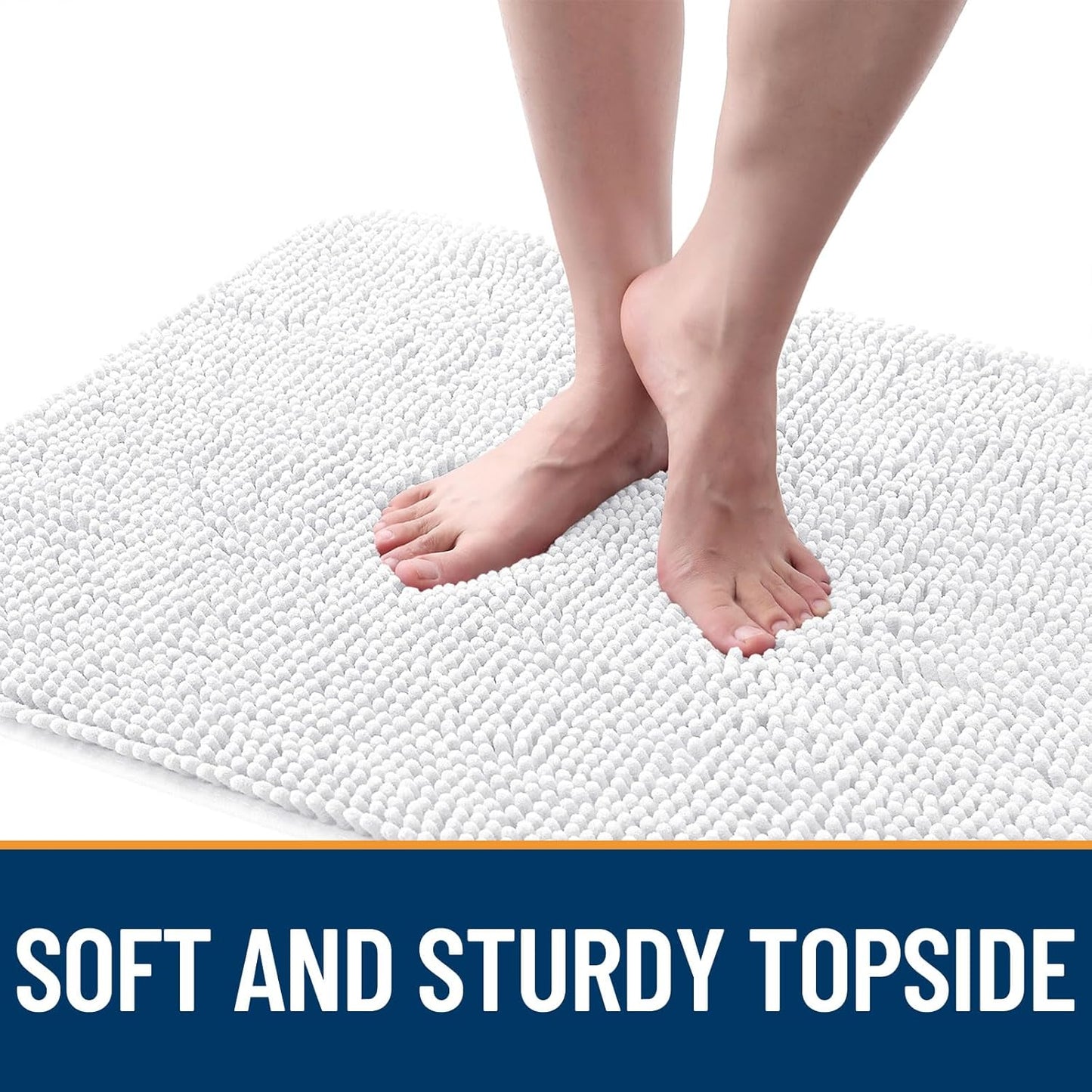 OLANLY Dog Door Mat for Muddy Paws 44x32, Absorbs Moisture and Dirt, Absorbent Non-Slip Washable Doormat, Quick Dry Chenille Mud Mat for Dogs, Entry Indoor Entryway Carpet for Inside Floor, White