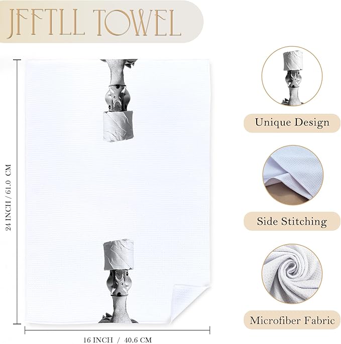 Funny Toilet Newspaper Duck Bathroom Hand Towels, Gifts for Duck Lovers Women Hand Towels for Bathroom Washroom Restroom Decor, 16x24 Inch Set of 2