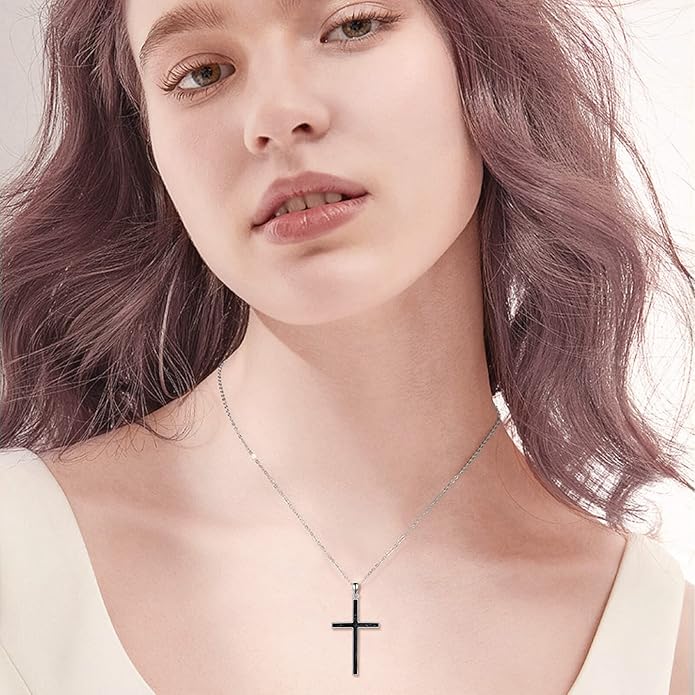 YFN Cross Necklace Sterling Silver Religious Cross Pendant Jewelry Christian Gifts for Women Men