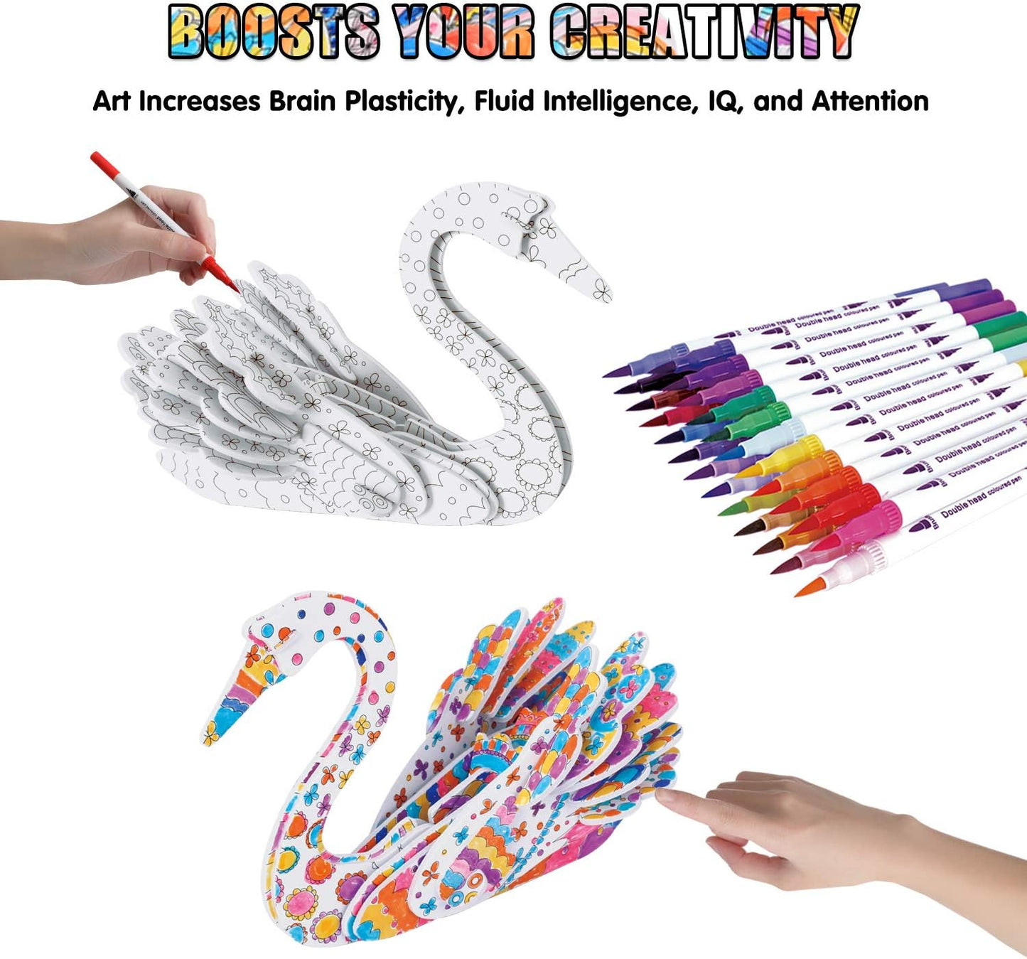 3D Coloring Puzzle Set, Arts and Crafts for Girls and Boys Age 6 7 8 9 10 11 12 Year Old, Fun Educational Painting Crafts Kit with Supplies for Kids, Birthday Toy Gift for Kids