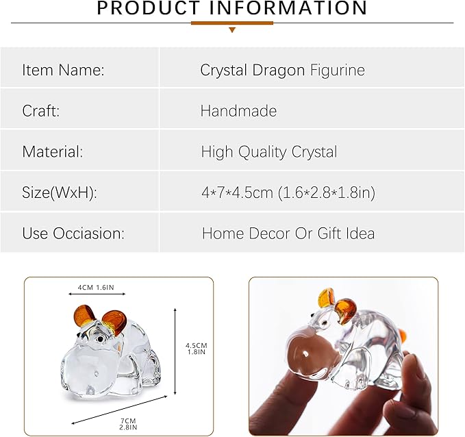 HDCRYSTALGIFTS 2.5inch Hippopotamus for Christmas Crystal Hippo Figurine Collectibles House Hippo Statues Glass Art Wildlife Paperweight Ornament Creative Decoration Gift for Animal Lover