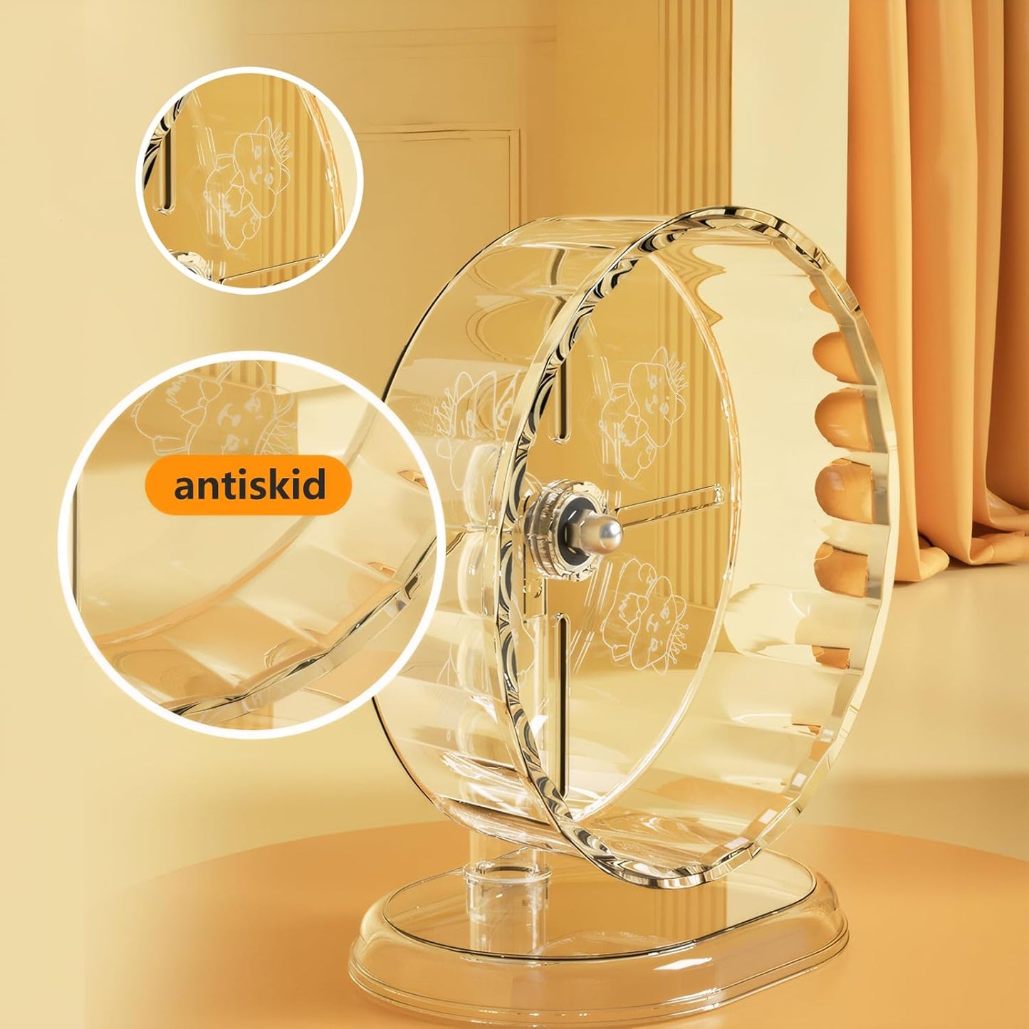 Silent Hamster Wheel – 7 Inch Syrian Hamster Running Wheel, Anti-Skid & Height Adjustable, Easy to Clean (7.1inch)