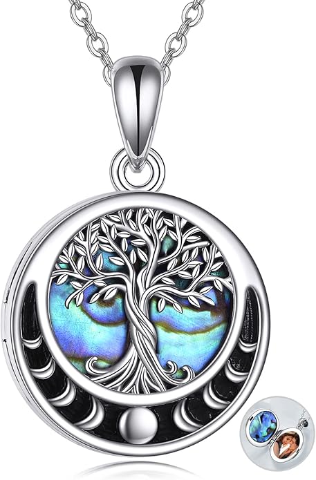ONEFINITY Tree of Life Locket Necklace Sterling Silver Locket Necklace That Holds Pictures Tree of Life Locket Pendant for Women Wife Girlfriend