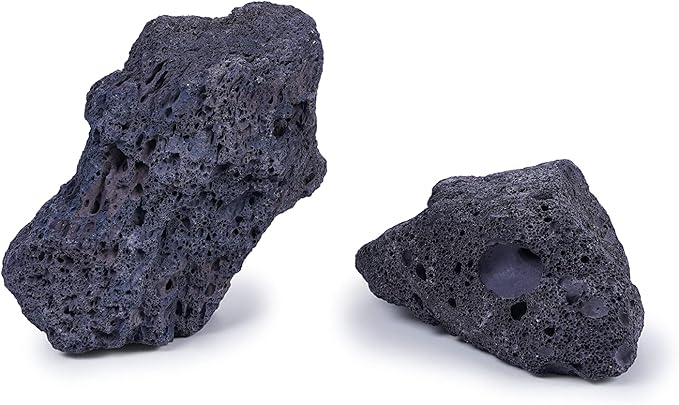 LANDEN Black Lava Stones (16lbs,3~10inch,11pcs) for Aquascaping Terrariums, Paludarium, Vivariums, Reptile and Amphibian Enclosures