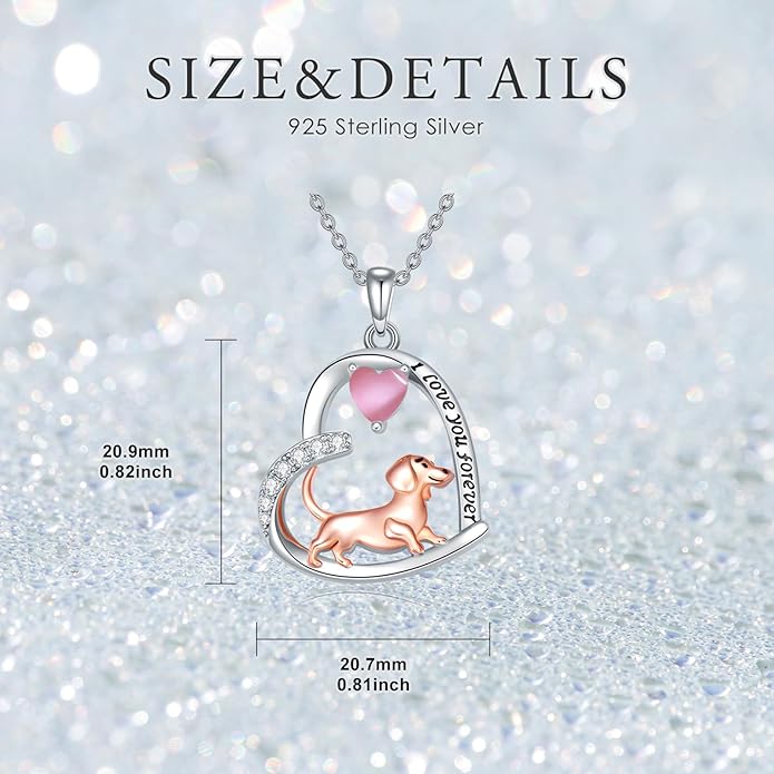 Dachshund Necklace 925 Sterling Silver Dachshund Birthstone Pendant Cute Animal Puppy Dog Dachshund Jewelry Gifts for Women Dachshund Lover