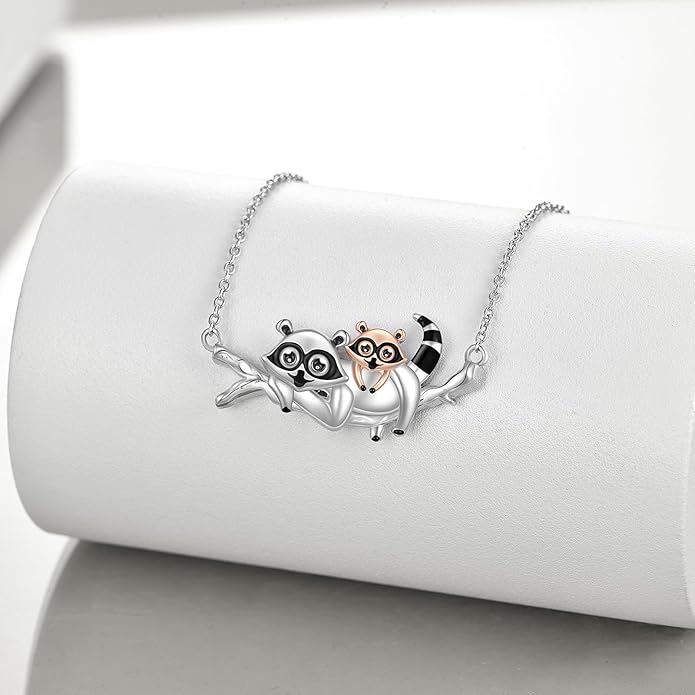 TIGER RIDER Bee Necklace for Women Sterling Silver Cute Animal Axolotl Dragonfly Moth Owl Black Cat Pendant Necklaces Animals Jewelry Birthday Gifts for Women Wife