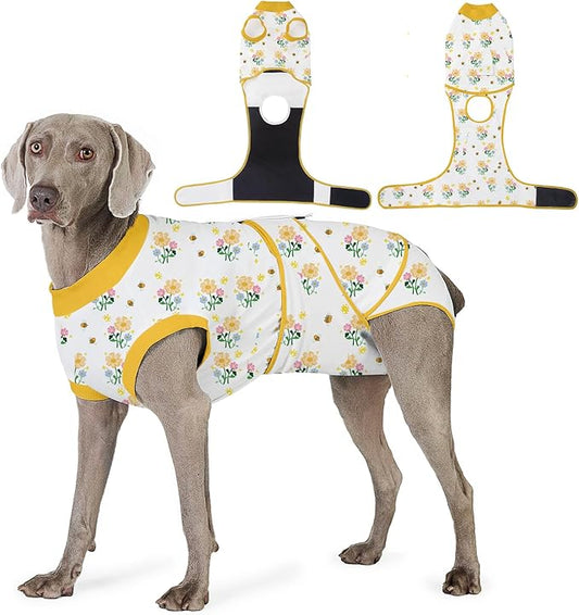 Recovery Suit for Dogs After Surgery, Professional Dog Surgical Suit for Female Spay, Male Neuter, E-Collar & Cone Alternative Dog Onesie for Abdominal Wounds Skin Disease, Yellow, XS