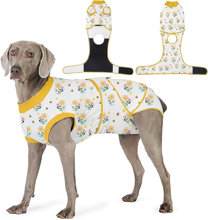 Recovery Suit for Dogs After Surgery, Professional Dog Surgical Suit for Female Spay, Male Neuter, E-Collar & Cone Alternative Dog Onesie for Abdominal Wounds Skin Disease, Yellow, XXL