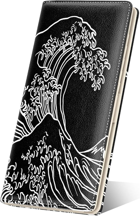 Nipichsha Womens Wallet, RFID Slim Wallets for Women, Thin Ladies Credit Card Holder Purse, Cute Leather Bifold Clutch Billfold with 11 Card Slots & ID Window, Night Ocean