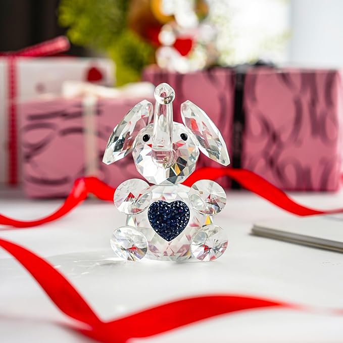 H&D HYALINE & DORA Handmade Crystal Elephant Figurine Glass Elephant Animal Figurines Collectible Gifts for Animal Lover