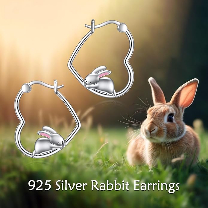 YFN Animal Earrings Sterling Silver Animal Heart Hoop Dangle Earrings Cute Jewelry Gifts for Women