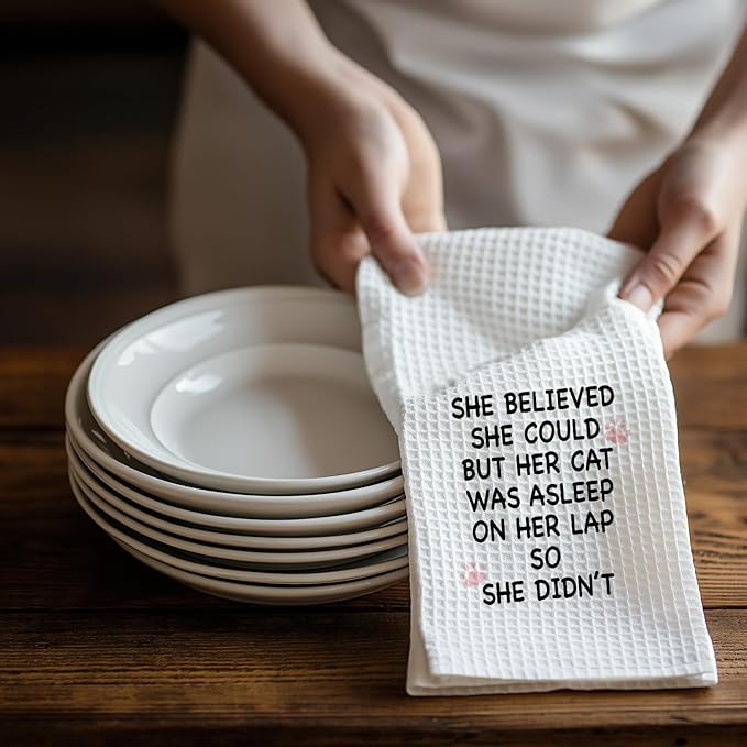 Cat Towels for Cat Lovers, Cat Kitchen Towels, Cat Mom Gifts, Cat Gifts for Cat Lovers Women, Cat Lady Gifts, Cat Hand Towels, Cat Dish Towels Tea Towels for Kitchen, 16x24 Inch