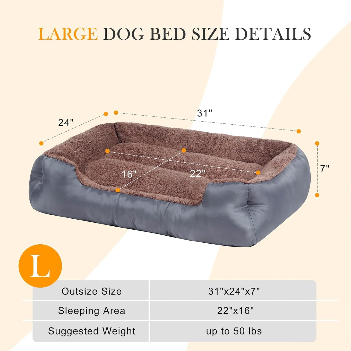 Dog Bed for Medium Size Dogs, Pet Couch Bed with Durable Fabric and Anti-Slip Bottom