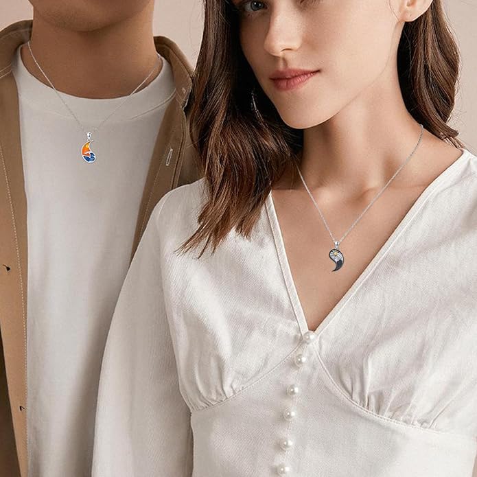Yin Yang Matching Jewelry Set 925 Sterling Silver Yin Yang Friendship Couples BFF Pendant Necklace Jewelry for Her Him Women Men