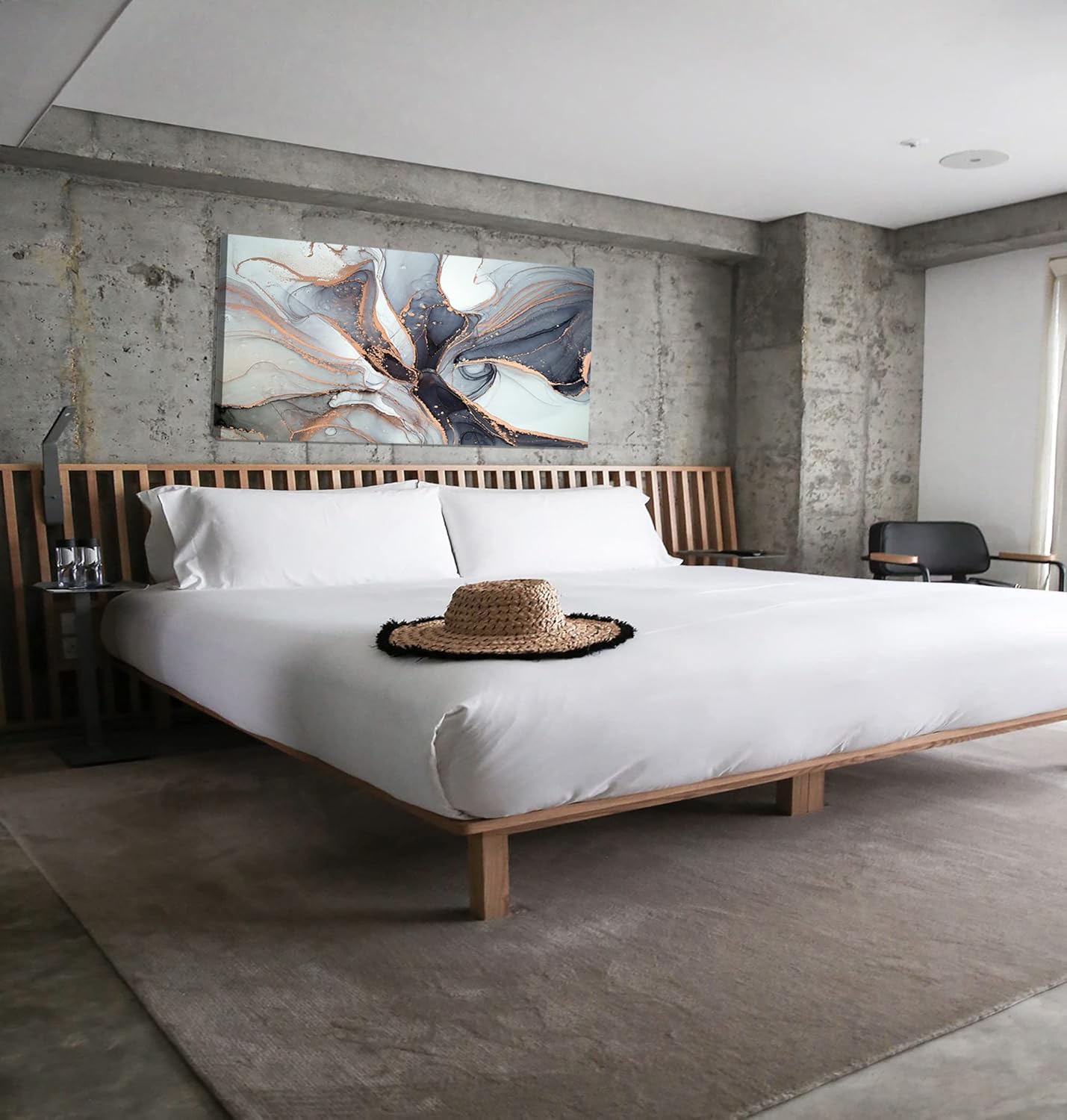 XXMWallArt FC3475 Framed Wall Art Gray and Gold Abstract Painting Background Abstract Canvas Wall Art Print Painting for Bedroom Living Room Office Wall Decor Home Decor