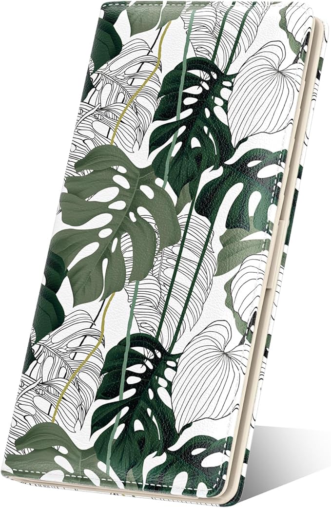Nipichsha Womens Wallet, RFID Slim Wallets for Women, Thin Ladies Credit Card Holder Purse, Cute Leather Bifold Clutch Billfold with 11 Card Slots & ID Window, Monstera Deliciosa