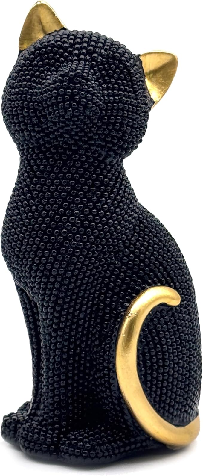 FUNSXBUG Decorative Cat Sitting Statue Art Figurines Sculpture Collectibles Home Office Desktop Decor Outdoor Garden Tabletop Display Decoration (Black)