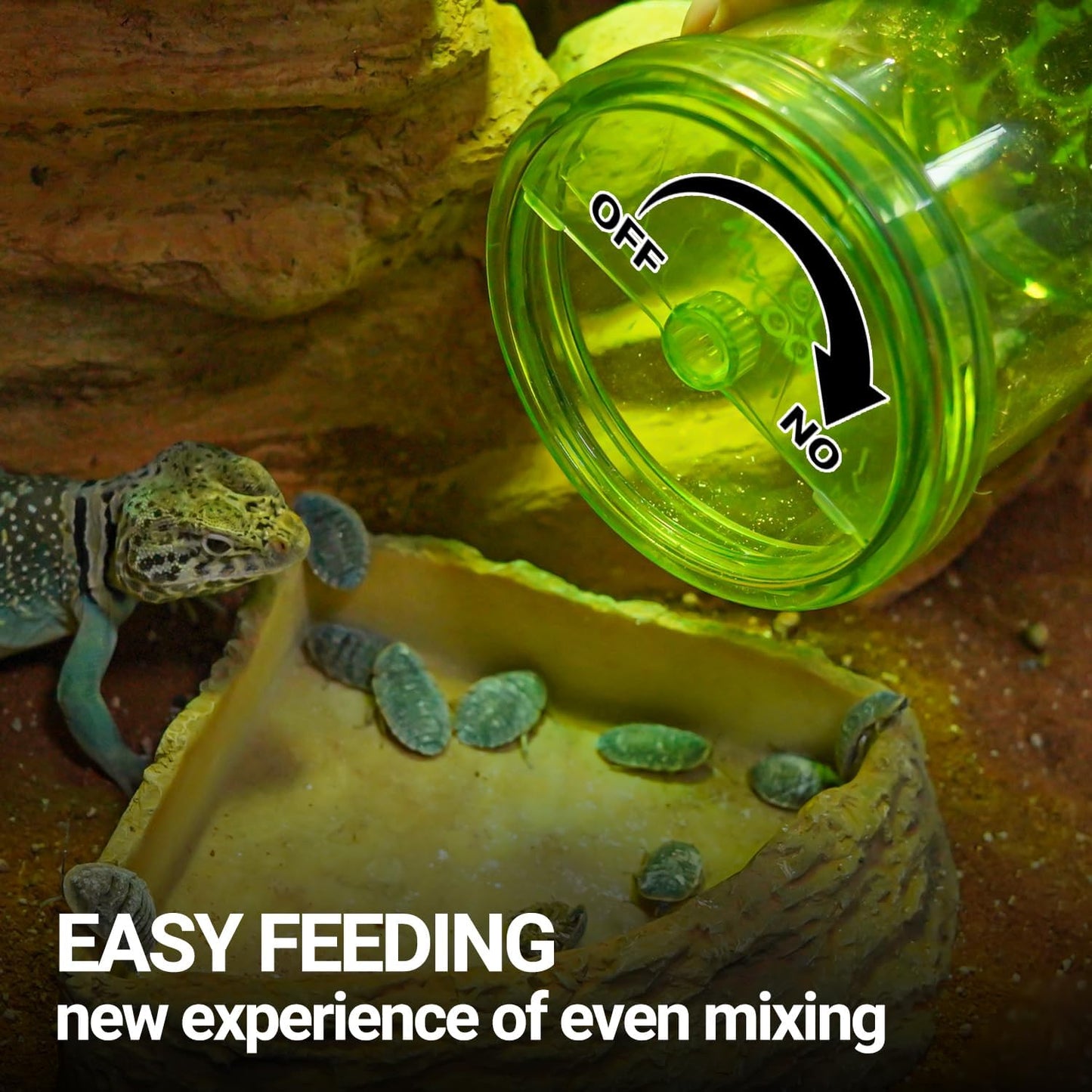 Cricket Calcium Powder Mixer for Reptiles, Cricket Feeder with Calcium for Reptiles, Reptile Calcium Duster Cricket Food for Reptile Bearded Dragon Gecko Terrarium Tank Accessories