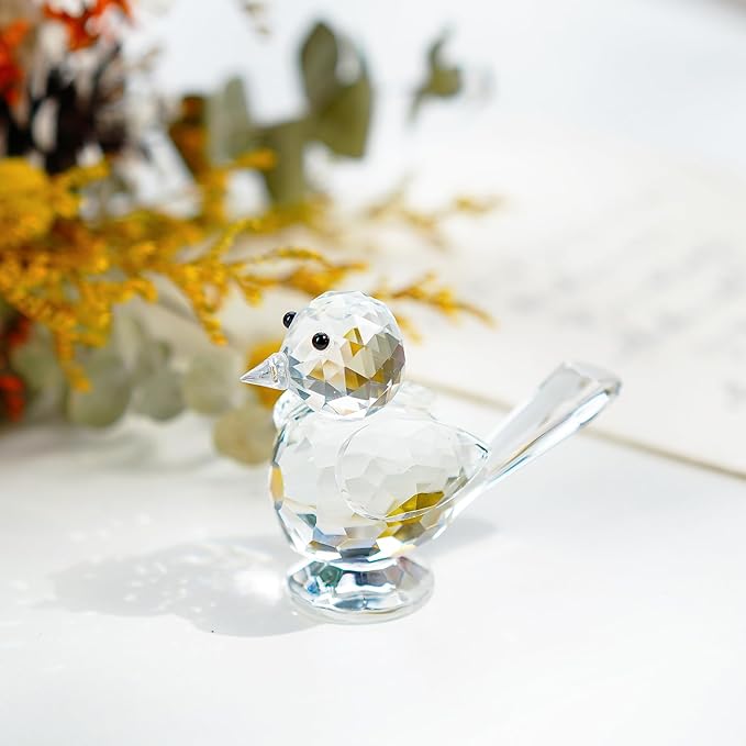 H&D HYALINE & DORA Crystal Bird of Happiness Collectible Figurines Glass Animal Figurine for Table Home Decoration