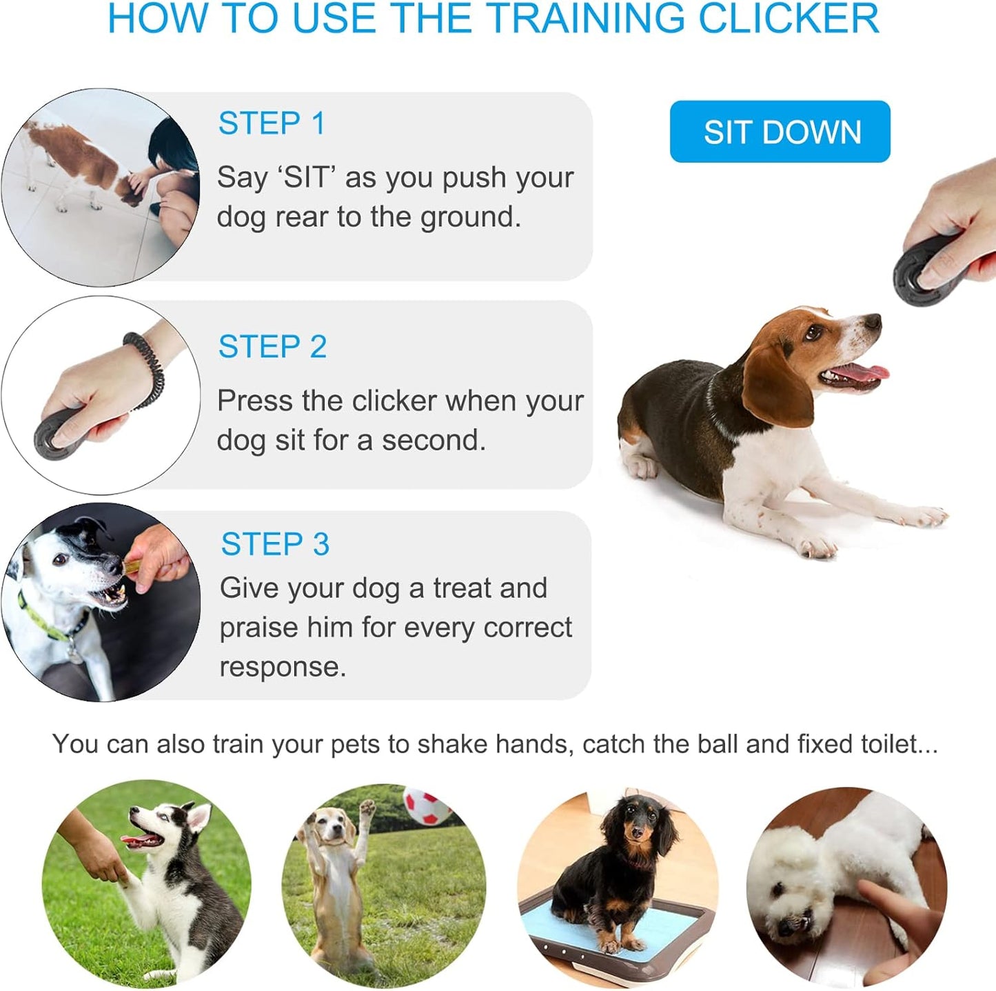 Diyife Dog Clicker for Training, 2 Pack Dog Training Clicker, Clicker Dog Training with Wrist Strap, Pet Training Clicker, Perfect for Dog Cat Puppies Behavioral Training (Black and Water Lake Blue)