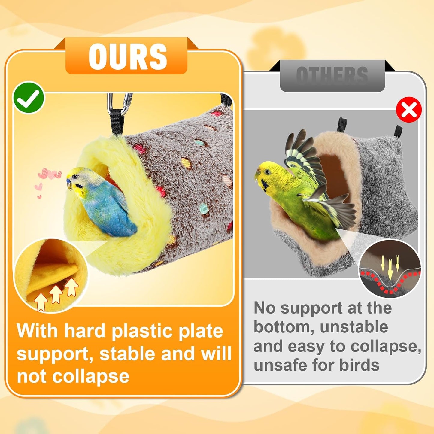 MEWTOGO Small Warm Bird Nest House - Cozy Bird Bed for Cage with Mat, Hanging Hammock Shed Hideaway Hut for Lovebirds Lineolated Parakeets Canaries Zebra Finches Society Finches Parrotlets