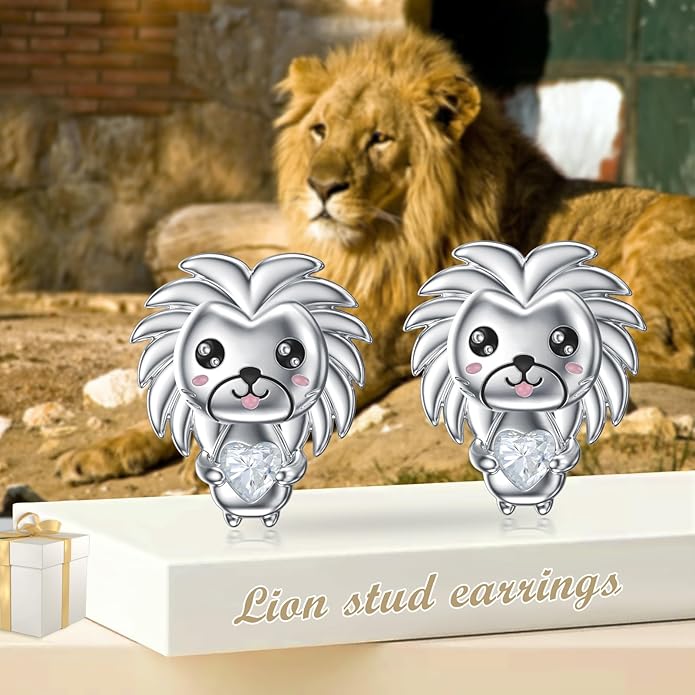 Sterling Silver Cat / Cow / Pig / Bunny / Squirrel / Giraffe / Highland Cow / Lion / Chicken / Ladybug / Star / Moon Stud Earrings for Women Cute Animal Post Earrings Hypoallergenic Animal Jewelry Gift for Teens Girls