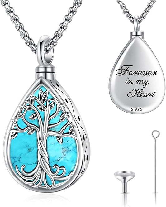 Eusense Cremation Jewelry for Ashes Urn Necklace to Put Ashes In 925 Sterling Silver Memorial Pendant Tree of Life Infinity Urn Necklaces for Ashes Necklace for Women Men
