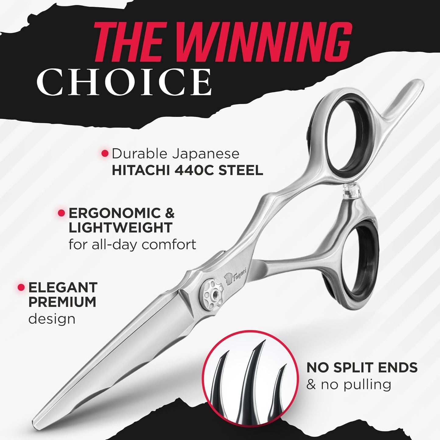 Fagaci Professional Hair Cutting Scissors 5.5” Japanese Steel for Ultra-Precise Cuts, Razor Sharp Blades Hair Scissors for Women & Men, Extreme Durability Hair Shears, Hair Cutting Barber Scissors