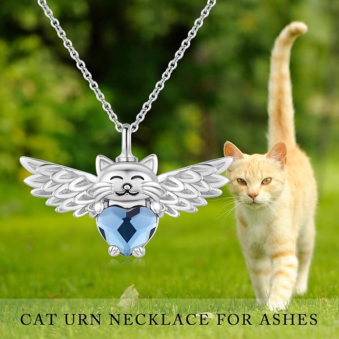 JUSTKIDSTOY Dog/Cat/Hummingbird Urn Necklace for Ashes S925 Sterling Silver Heart Cremation Jewelry Keepsake Memorial for Women