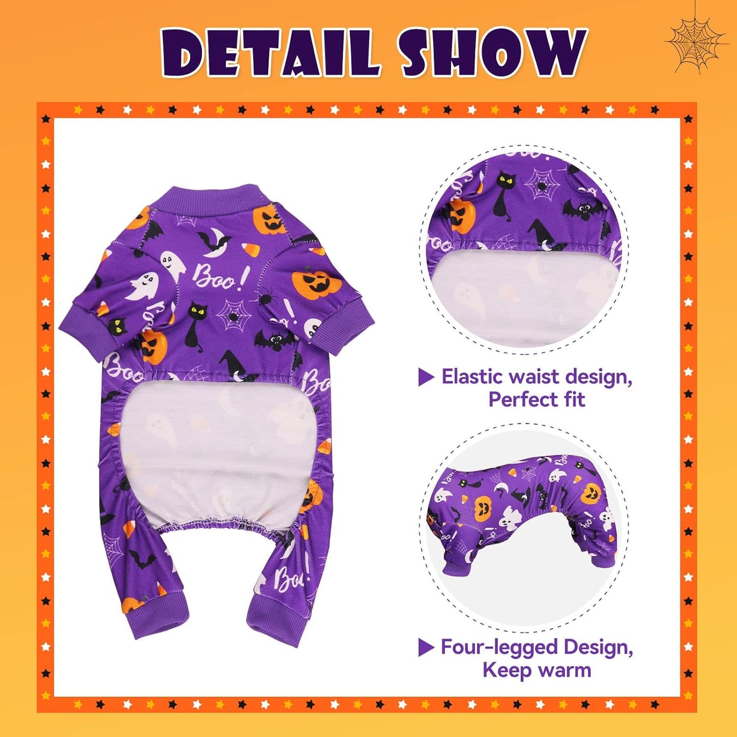 Dog Halloween Pajamas Dog Costumes Pjs Stretchy Funny Costumes Pet Clothes Outfit Pajamas for Small Dogs Puppy Cat(S)