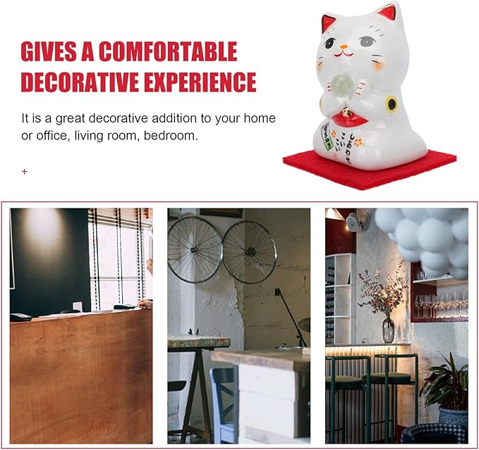 PRETYZOOM Cupcake Toppers Japanese Lucky Cat Figurine Ceramic Fortune Cat Beckoning Maneki Statue Collectible Figures Feng Shui Tabletop Animal Sculpture for Business Opening Wealth Cat Decor