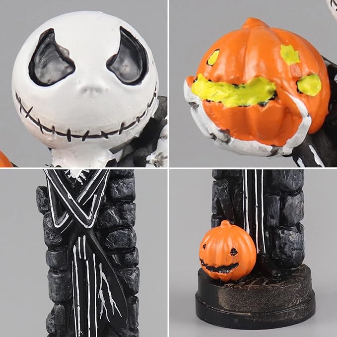 nezababy A Nightmare Before Christmas Figurines Jack Skellington Sally with Pumpkin Statues Sets Halloween Decoration Collection Gifts (2PCS)