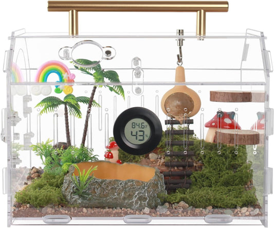 Acrylic Tarantula Enclosure – Escape-Proof Reptile Terrarium with Magnetic Lock, Front Opening for Easy Cleaning, Ideal for Jumping Spiders, Hermit Crabs & Small Pets