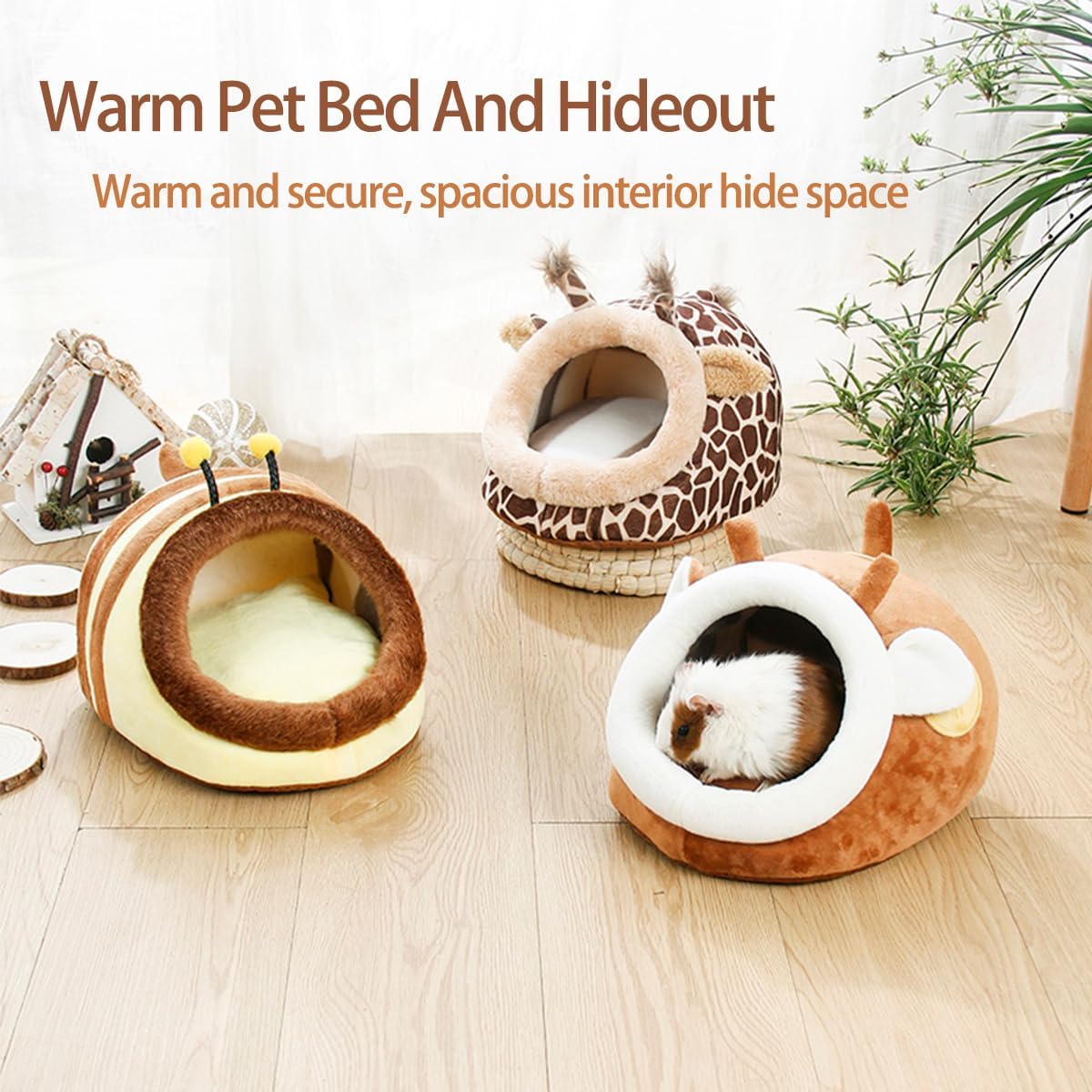 Guinea Pig Bed House & Hideout for Rat Bearded Dragon Hedgehog Ferret to Sleep and Hide, Guinea Pig Cage Accessories Habitat Décor (X-Large, 3.Pig)