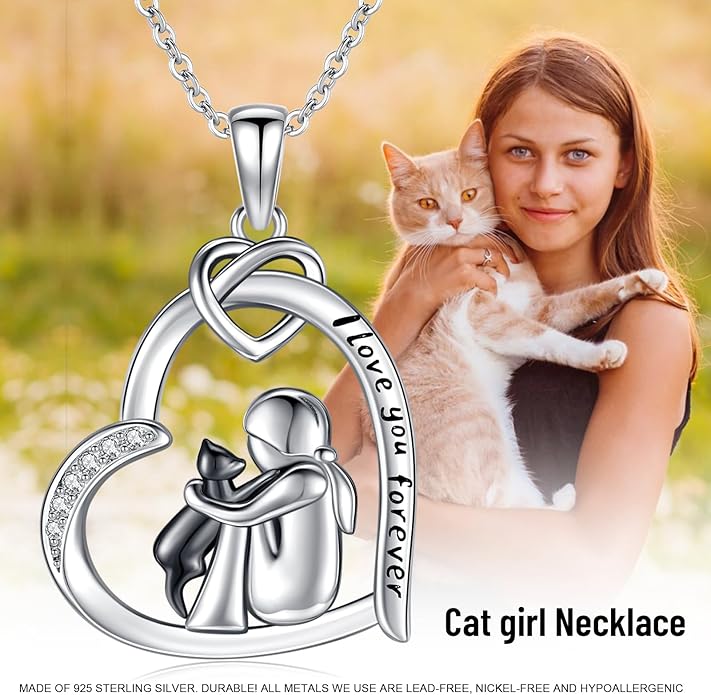 Dog Cat Necklace Pendant 925 Sterling Silver Pet Jewelry Gifts for Women