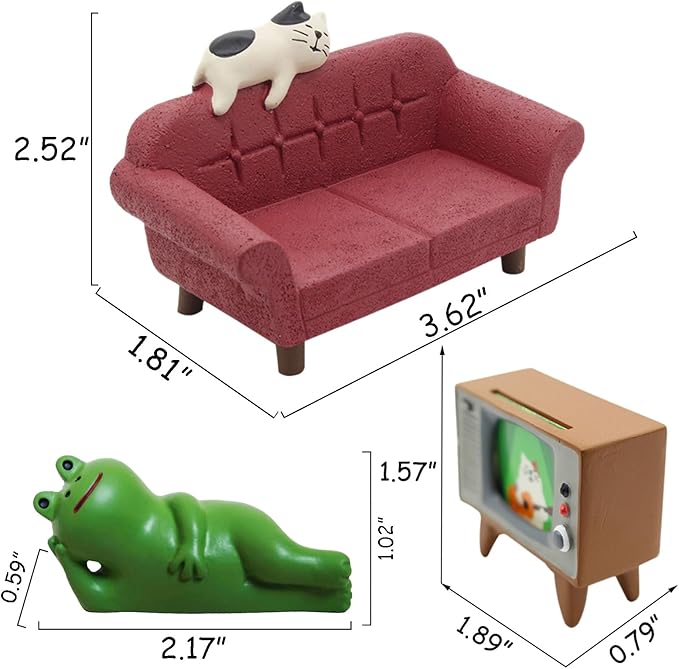 Miniature Frog Figurines Cute Office Decor Desk Accessories Miniatures Frog Gifts for Adults
