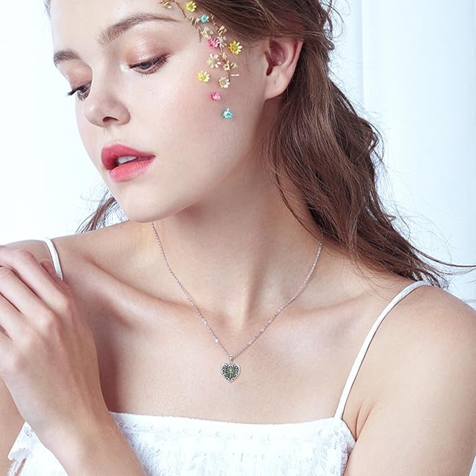 ONEFINITY Tree of Life Locket Necklace Sterling Silver Locket Necklace That Holds Pictures Tree of Life Locket Pendant for Women Wife Girlfriend