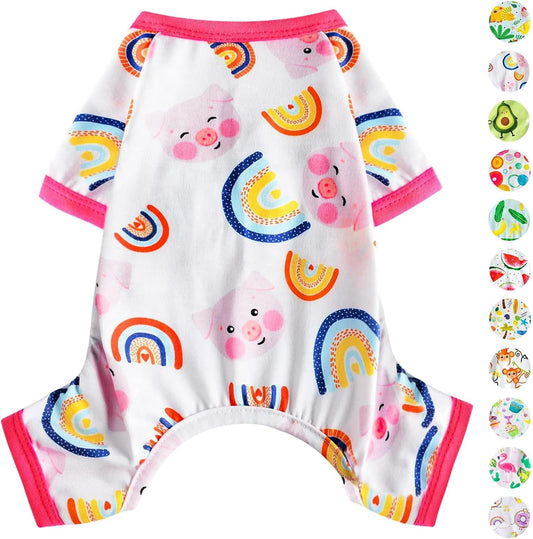 Dog Pajamas Pjs Summer Fall Dog Clothes for Small Dogs Girl - Boy - Medium Size Dogs, Soft Stretchy Puppy Clothes Doggie Onesies Cat Pet Jammies Outfit, Pink