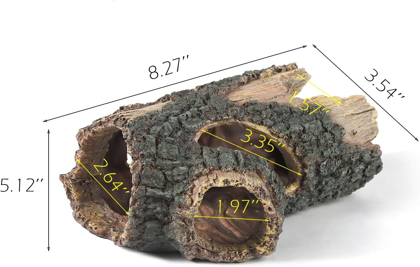 IBWell Aquarium Wood Fish Tank Decorations，Resin Fake Logs Terrarium DÉCor, Reptile Hide Aquarium Hideout for Fish Cave, Small Turtles, to 20 Gallon Tank