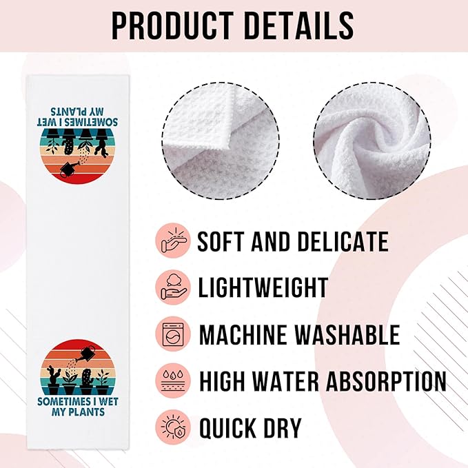 Funny Cactus Kitchen Towels for Women, Sometimes I Wet My Plants Dishcloths, Plant Lovers Gifts for Gardeners, Kitchen Decorative Tea Towels, Sweet Housewarming Gifts for Mom Dad Nana Friend