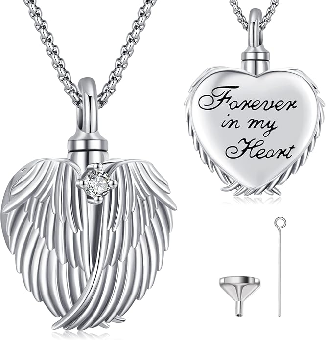 Eusense Cremation Jewelry for Ashes Urn Necklace to Put Ashes In 925 Sterling Silver Memorial Pendant Heart Urn Necklaces for Ashes Necklace for Women Men