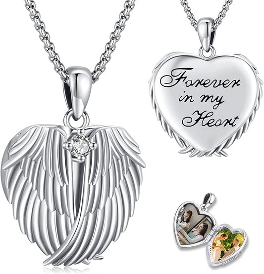 Picture Locket Necklace for Women Men Rose 14K Real Gold 925 Sterling Silver Jewelry Heart Locket Necklace that Holds Pictures Tree of Life Viking Wolf Celtic Knot St Christopher St Michael Pendant