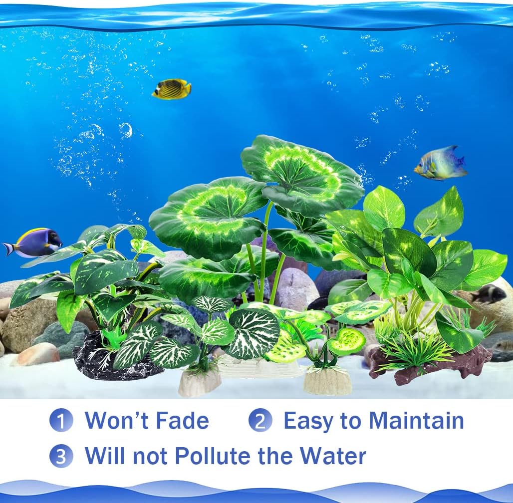 5Pack Tall Aquarium Plants - Reptile Habitat Plants Realistic Silk Fake Betta Fish Tank Decor for Terrarium Aquascaping