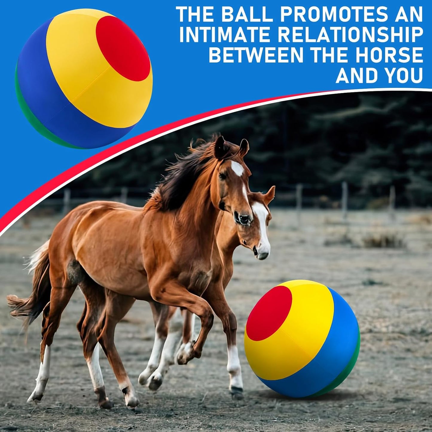40inch Giant Herding Ball with Ball Cover Anti Burst Please Watch VCR for How to Inflation Horse Toys for Horses Stall Entertainment Play, Pump Included (Mixed Color,Classic)