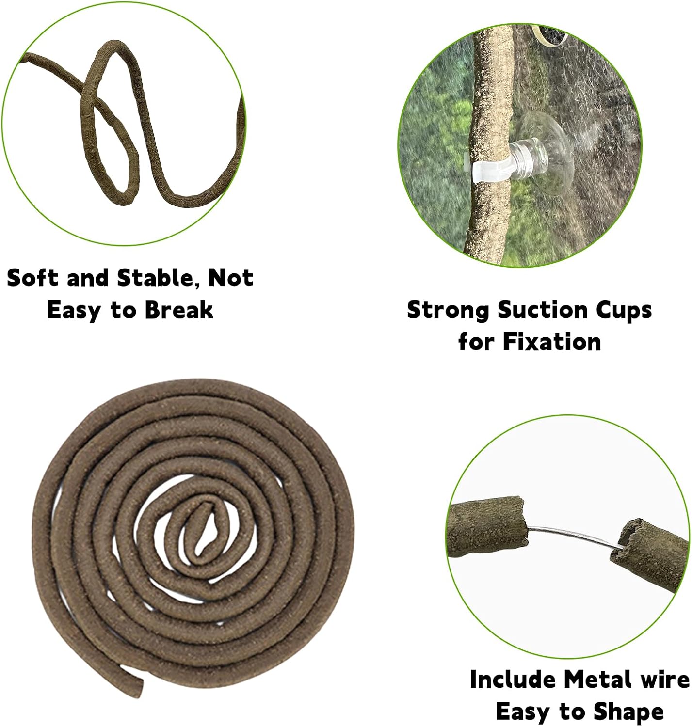 BNOSDM Reptile Vines, Bendable Jungle Climbing Vine, Terrarium Artificial Plants Decor, Reptiles Tank Accessories for Bearded Dragons, Chameleons, Snakes, Lizards, Hermit Crabs