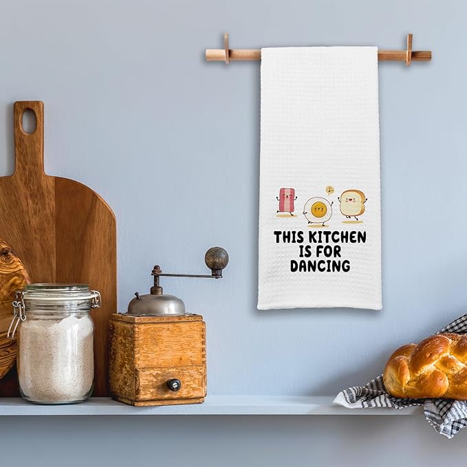 Funny Baking Kitchen Towels This Kitchen is for Dancing Cleaning Cloth Funny Sayings Humorous Dish Towels Farmhouse Kitchen Decor Great Housewarming Gifts for Women Men Chef Bake Lover